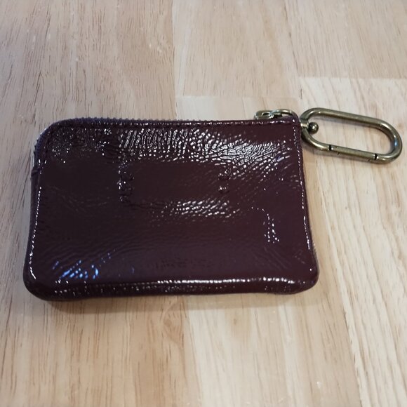 Madewell The Leather Carabiner Mini Pouch Burgundy Merlot Patent Leather NWOT - Picture 2 of 3